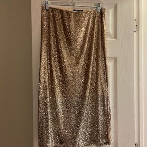 Cable & Gauge Gold Midi Pencil Skirt with Sequin for Cocktail